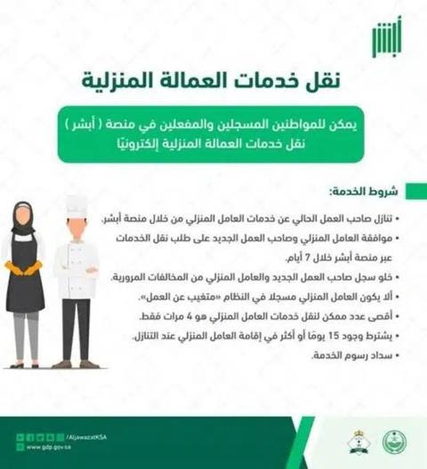 شروط نقل خدمات العمالة المنزلية والخطوات للنقل كاملة بالتفاصيل 2023