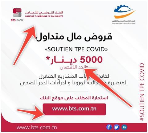 البنك التونسي للتضامن قرض 5000 دينار