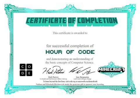 شهادة ساعة برمجة Hour of code 