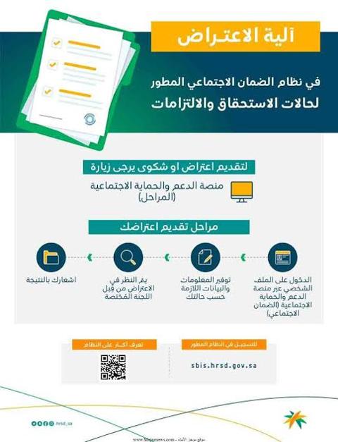 تقديم اعتراض مالي على الضمان الاجتماعي المطور