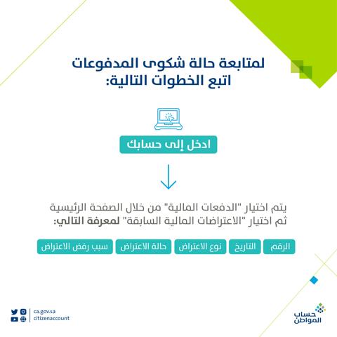 طريقة متابعة حالة شكوى المدفوعات في حساب المواطن