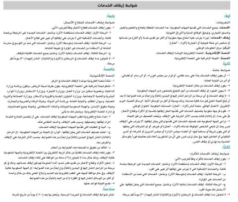 ضوابط ايقاف الخدمات الجديد