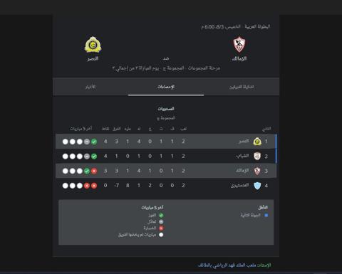 تذاكر مباراة النصر والزمالك