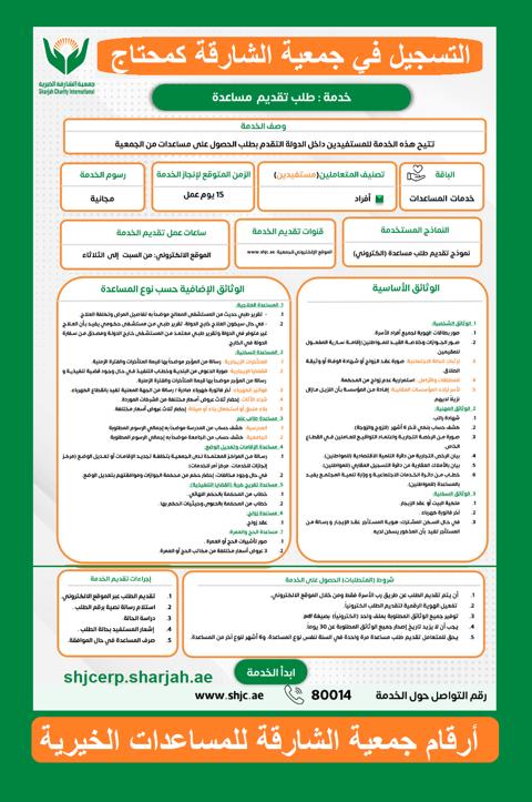 رقم جمعية الشارقة الخيرية لتقديم طلب مساعدة مالية shjcerp.sharjah.ae تسجيل مستفيد بالهوية الرقمية