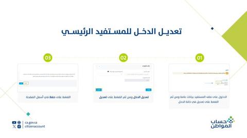  تعديل الدخل للمستفيد الرئيسي بحساب المواطن