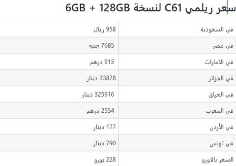 سعر هاتف Realme C61