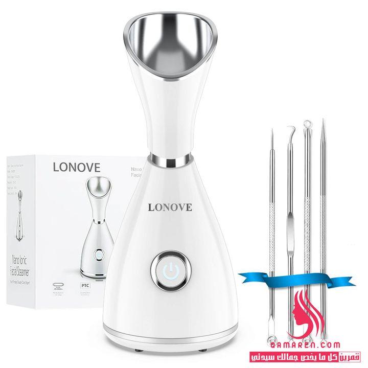  LONOVE- Facial Steamer Sauna Spa Nano Ionic Face Steamer جهاز بخار للوجه لإزالة الرؤوس السوداء والبثور