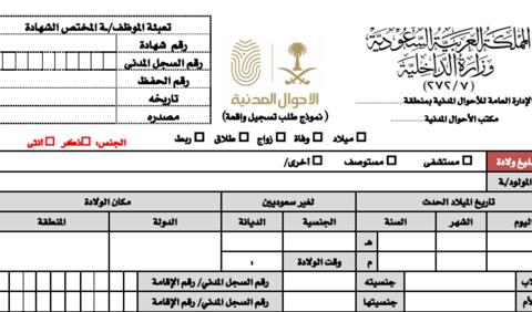 استخراج شهادة ميلاد للطفل