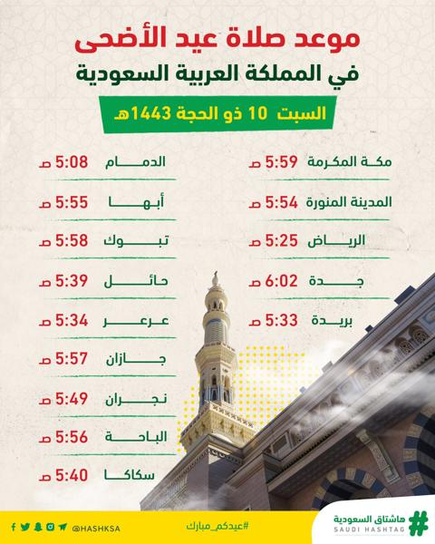 موعد صلاة عيد الأضحى في السعودية وكيفية الاستمتاع بالعيد بطريقة مميزة 1444