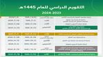 الاجازات المتبيقة للعام الدراسي 1445-2024