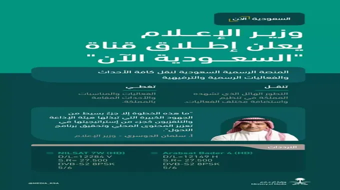 قناة السعودية الآن تنطلق بالتزامن مع احتفالات