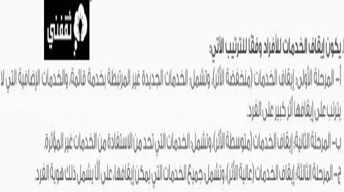 ضوابط ايقاف الخدمات الجديد 1445، وخلال كم يوم