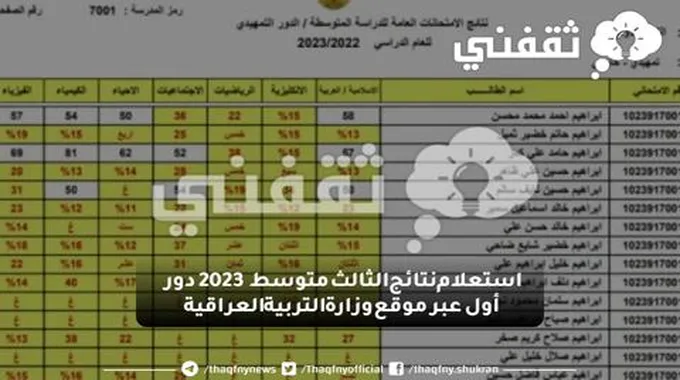 استعلام نتائج الثالث متوسط 2023 دور أول عبر