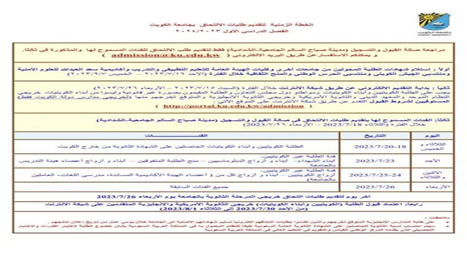 هنا .. رابط تسجيل جامعة الكويت 2023