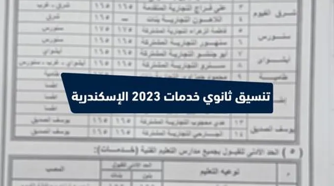 الأحـدث .. تنسيق ثانوي خدمات 2023 الإسكندرية