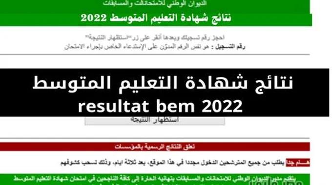 “ننشر هنا Resultat ” بالمعدلات نتائج البيام