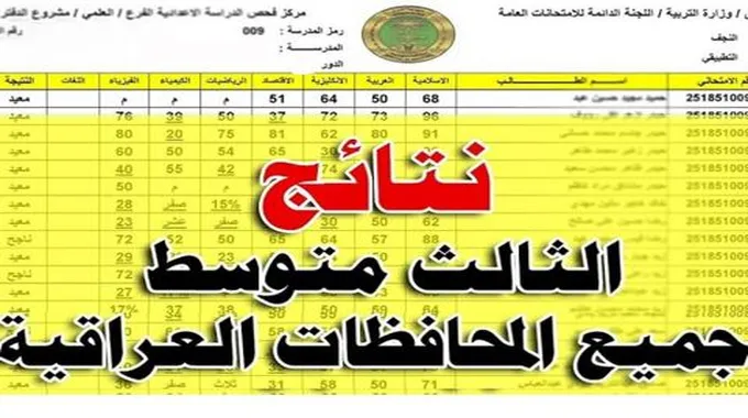 نتيجة الثالث متوسط العراق 2023 وخطوات استخراج