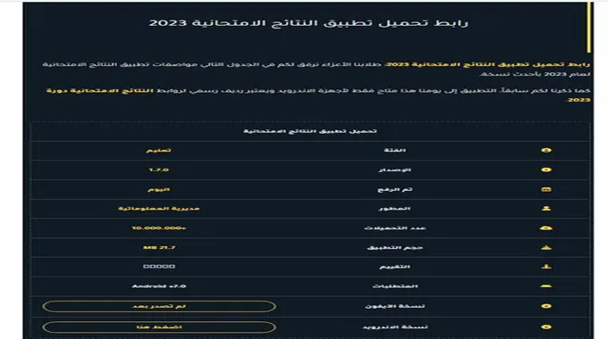 “تحميل” تطبيق النتائج الامتحانية نتائج الصف