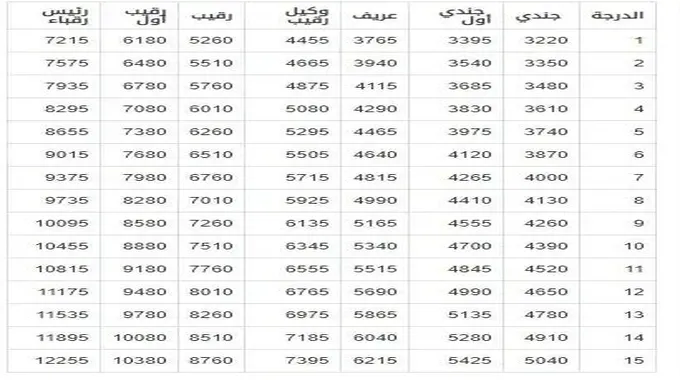 سلم رواتب امن المنشآت الجديد 1445 فى المملكة مع