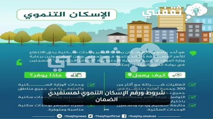 شروط ورقم الإسكان التنموي لمستفيدي الضمان وكيف