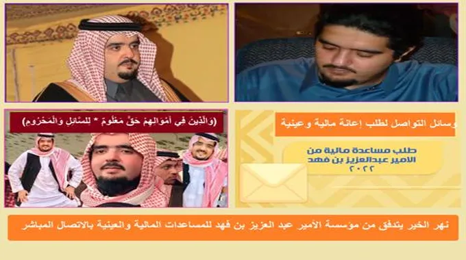 طلب مساعدة مالية مؤسسة عبد العزيز بن فهد “رقم