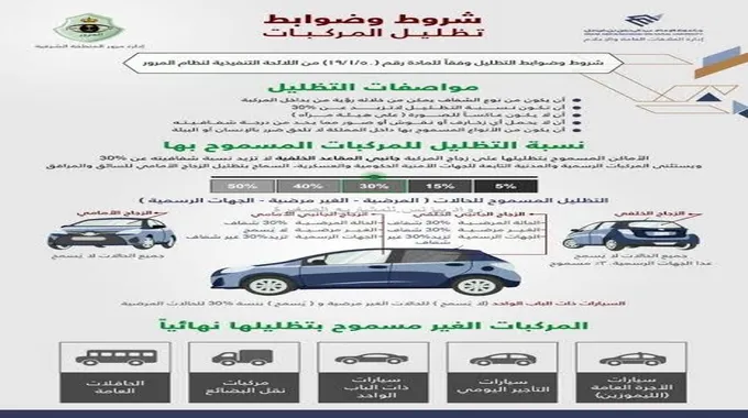 غرامة مالية عند تظليل السيارات.. شروط وضوابط