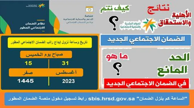 “الساعة كم ينزل الضمان الاجتماعي” شروط استحقاق