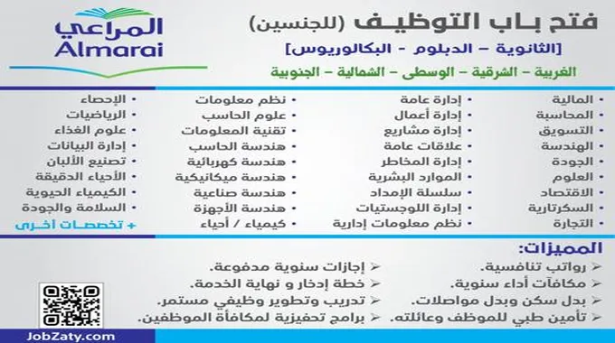 25 وظيفة جديدة شاغرة في شركة المراعي السعودية